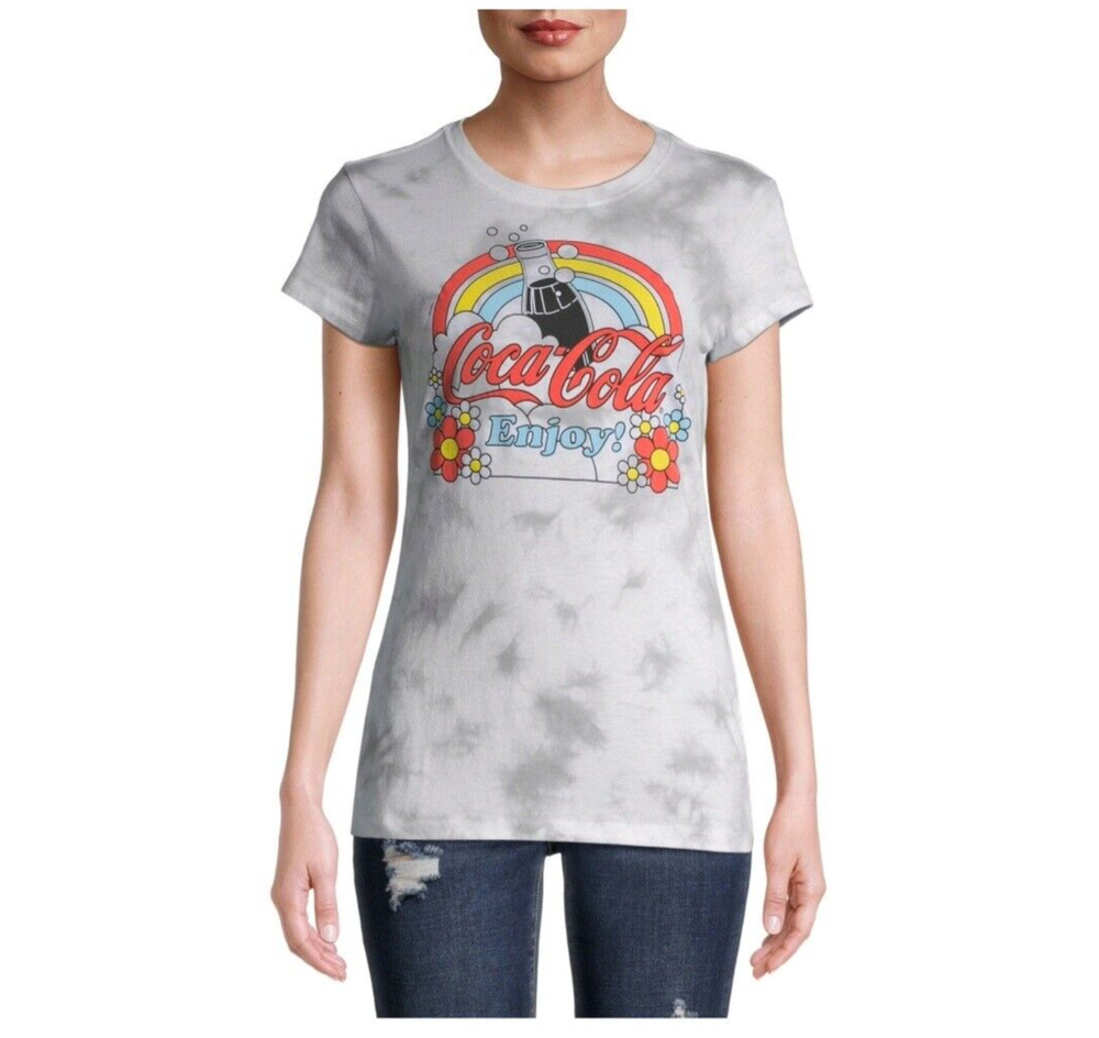 Coca Cola Retro Graphic Rainbow Tie Dye T Shirt Size Juniors XL 15/17